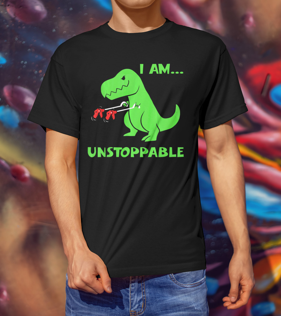I Am Unstoppable T Rex Dinosaur Boxing Gloves T-Shirt