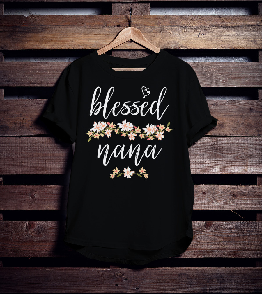 Blessed Nana Floral Script T-Shirt