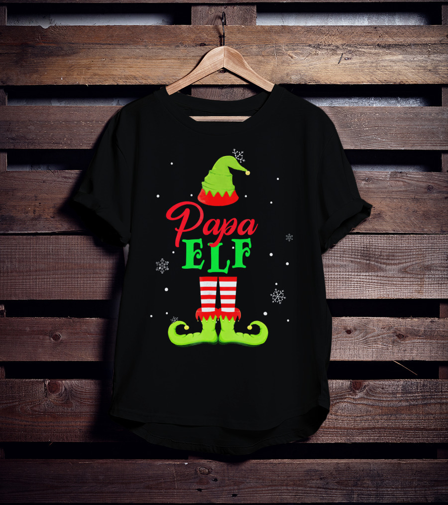 Papa Elf Snowflakes Holiday T-Shirt