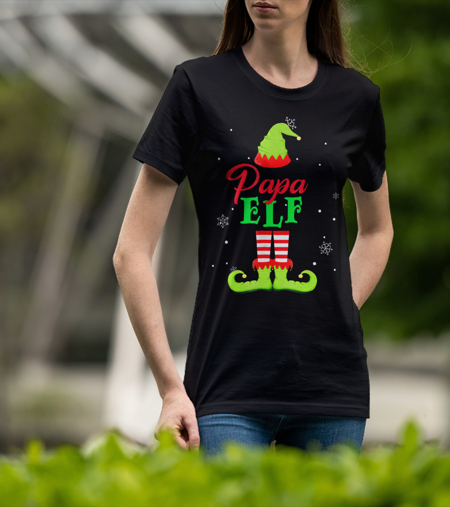 Papa Elf Snowflakes Holiday T-Shirt