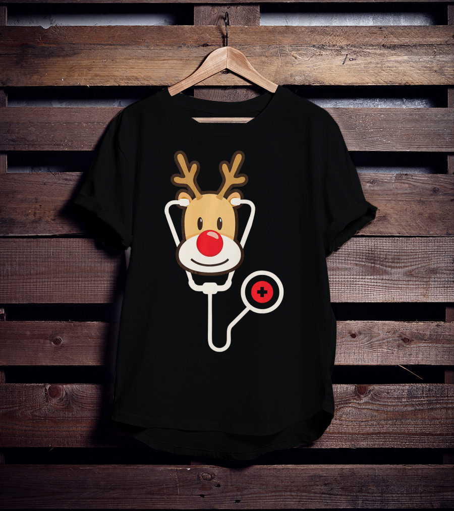 Cute Moose Reindeer Stethoscope Nurse T-Shirt