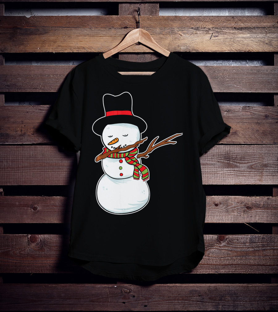 Dabbing Dab Snowman With Hat And Scarf T-Shirt