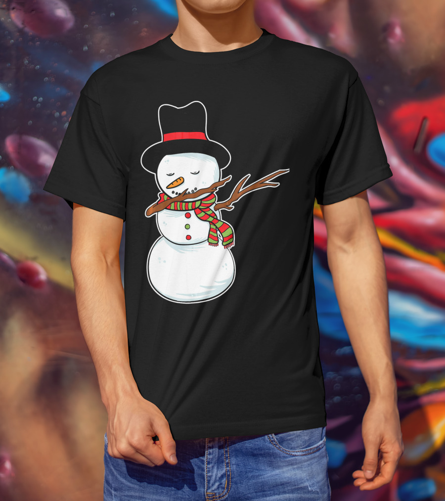 Dabbing Dab Snowman With Hat And Scarf T-Shirt