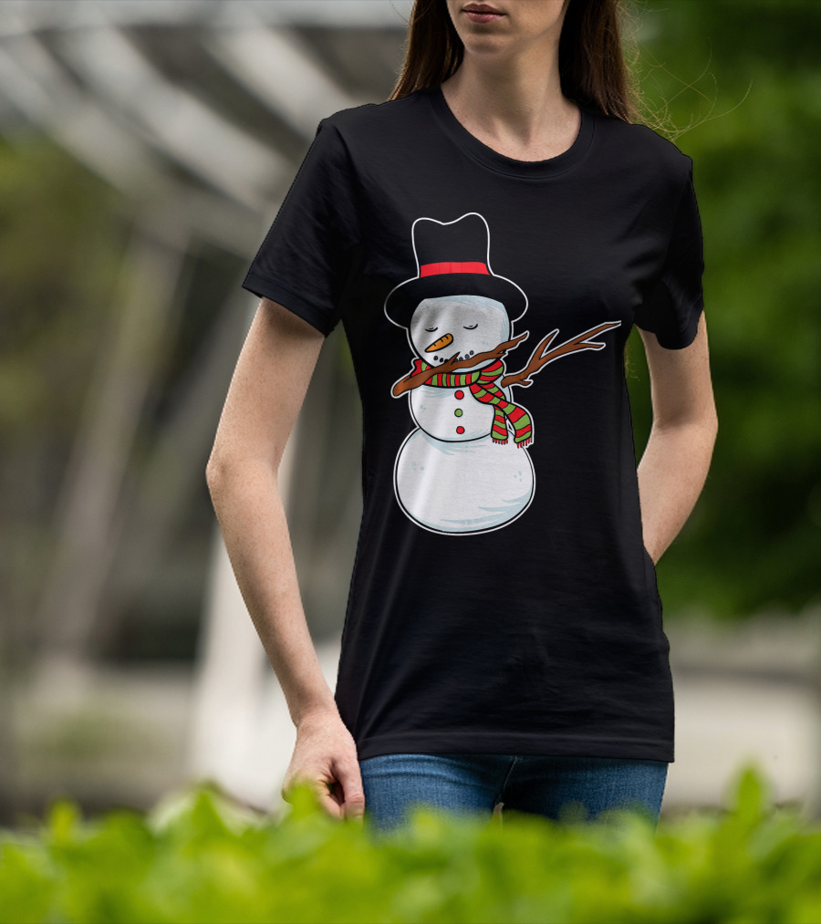 Dabbing Dab Snowman With Hat And Scarf T-Shirt