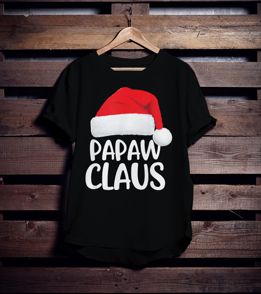 Papaw Claus Red Santa Hat Christmas T-Shirt