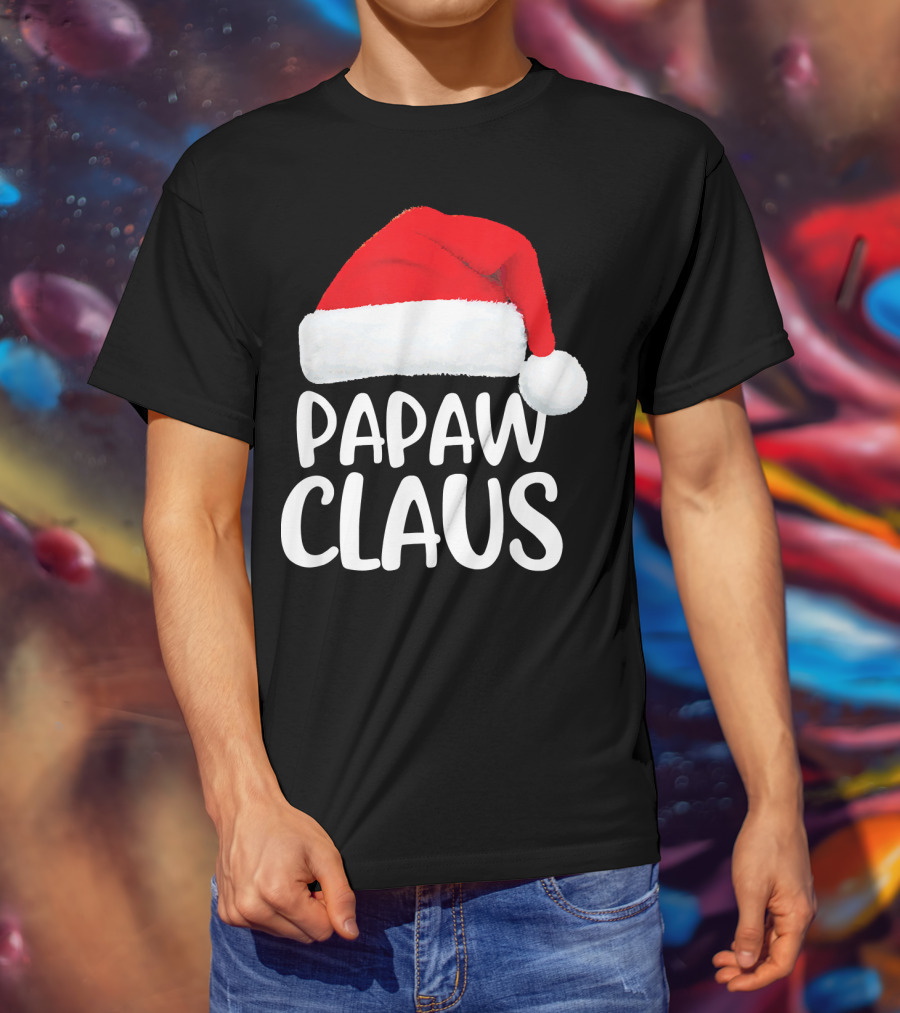 Papaw Claus Red Santa Hat Christmas T-Shirt