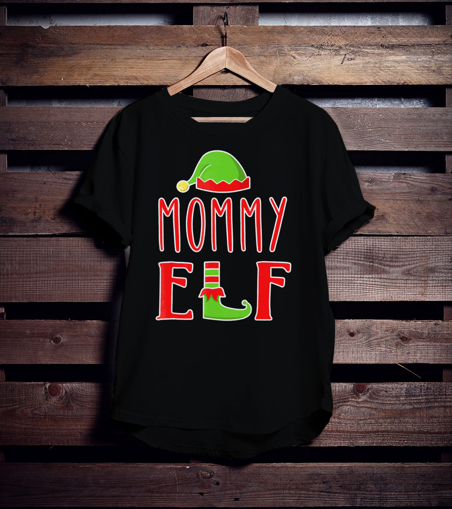 Mommy Elf Christmas Family Matching Hat And Shoe T-Shirt