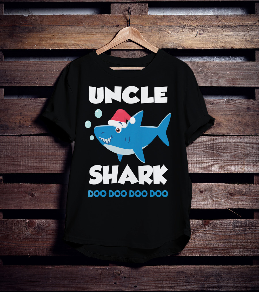 Uncle Shark Doo Doo Doo Doo Christmas Shark Santa Hat T-Shirt