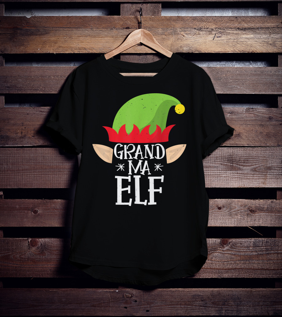 Grandma Elf Funny Christmas Family Match Hat Ears Holiday T-Shirt
