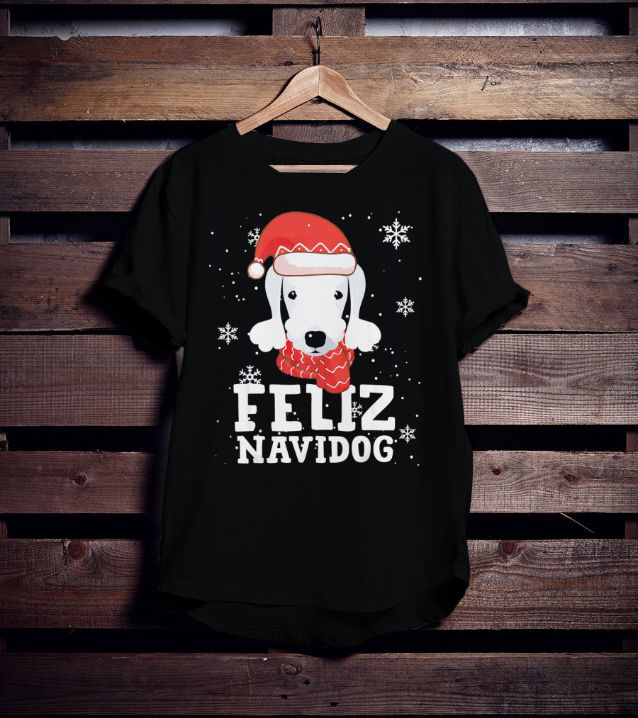 Feliz Navidog Bedlington Terrier Christmas Holiday Fun T-Shirt