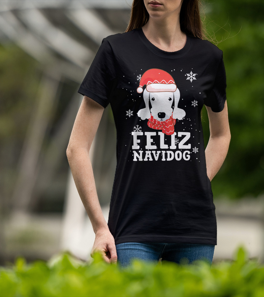 Feliz Navidog Bedlington Terrier Christmas Holiday Fun T-Shirt