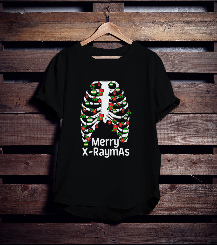 Merry X RaymAs Radiologist Christmas Skeleton Humor T-Shirt