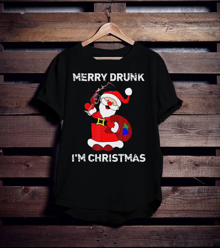 Merry Drunk I'm Christmas Santa With Wine T-Shirt