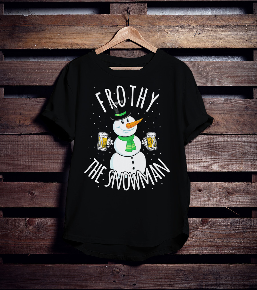 Frothy The Snowman Funny Christmas Beer T-Shirt