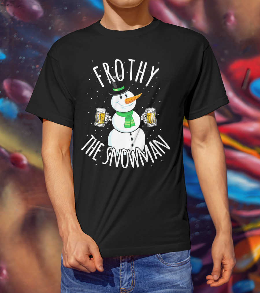 Frothy The Snowman Funny Christmas Beer T-Shirt