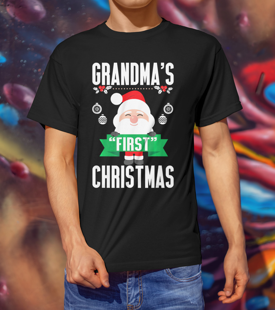 Grandma's First Christmas Santa Holiday Humor T-Shirt