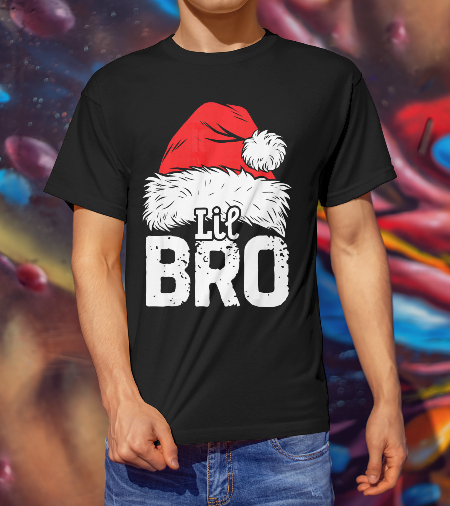 Lil Bro Santa Hat Christmas T-Shirt