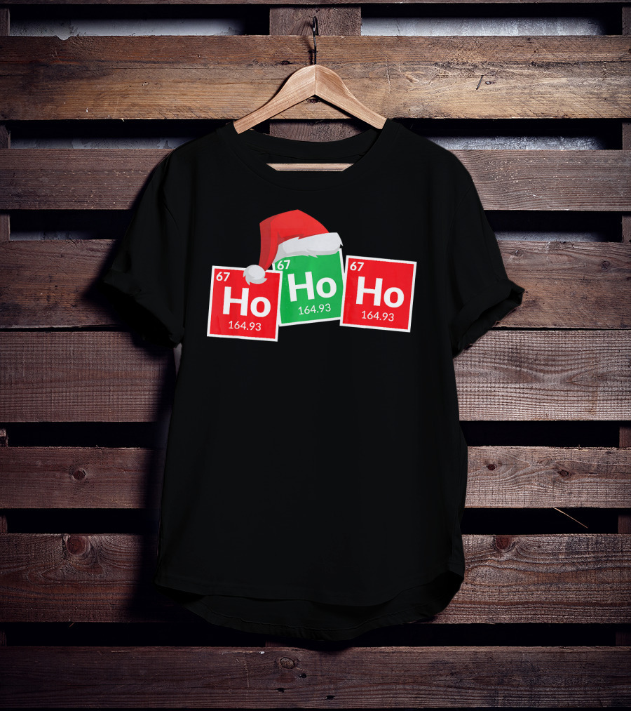 Christmas Ho Ho Ho Santa Periodic Table Elements Fun T-Shirt
