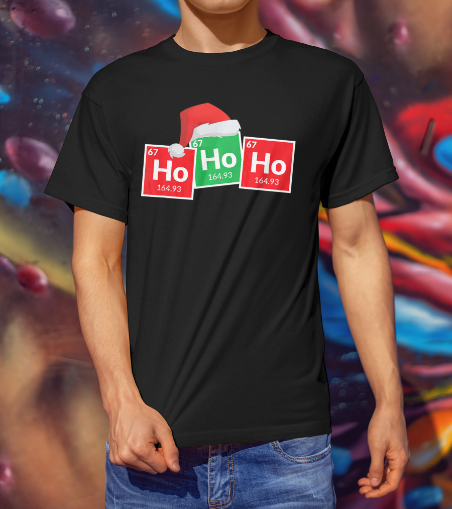 Christmas Ho Ho Ho Santa Periodic Table Elements Fun T-Shirt