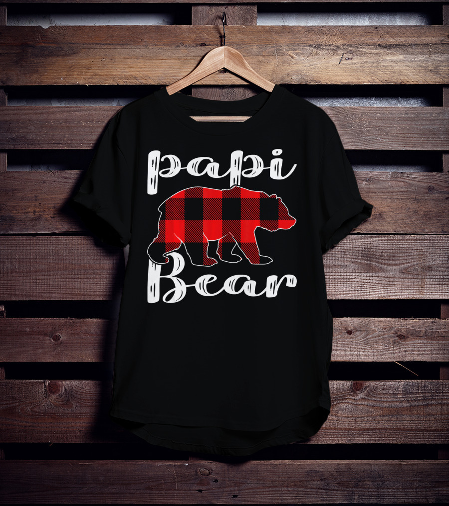 Papi Bear Plaid Christmas Matchin Buffalo Check T-Shirt