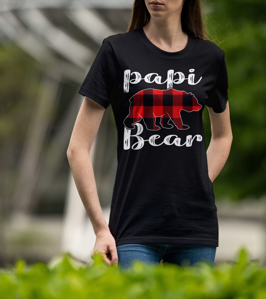 Papi Bear Plaid Christmas Matchin Buffalo Check T-Shirt