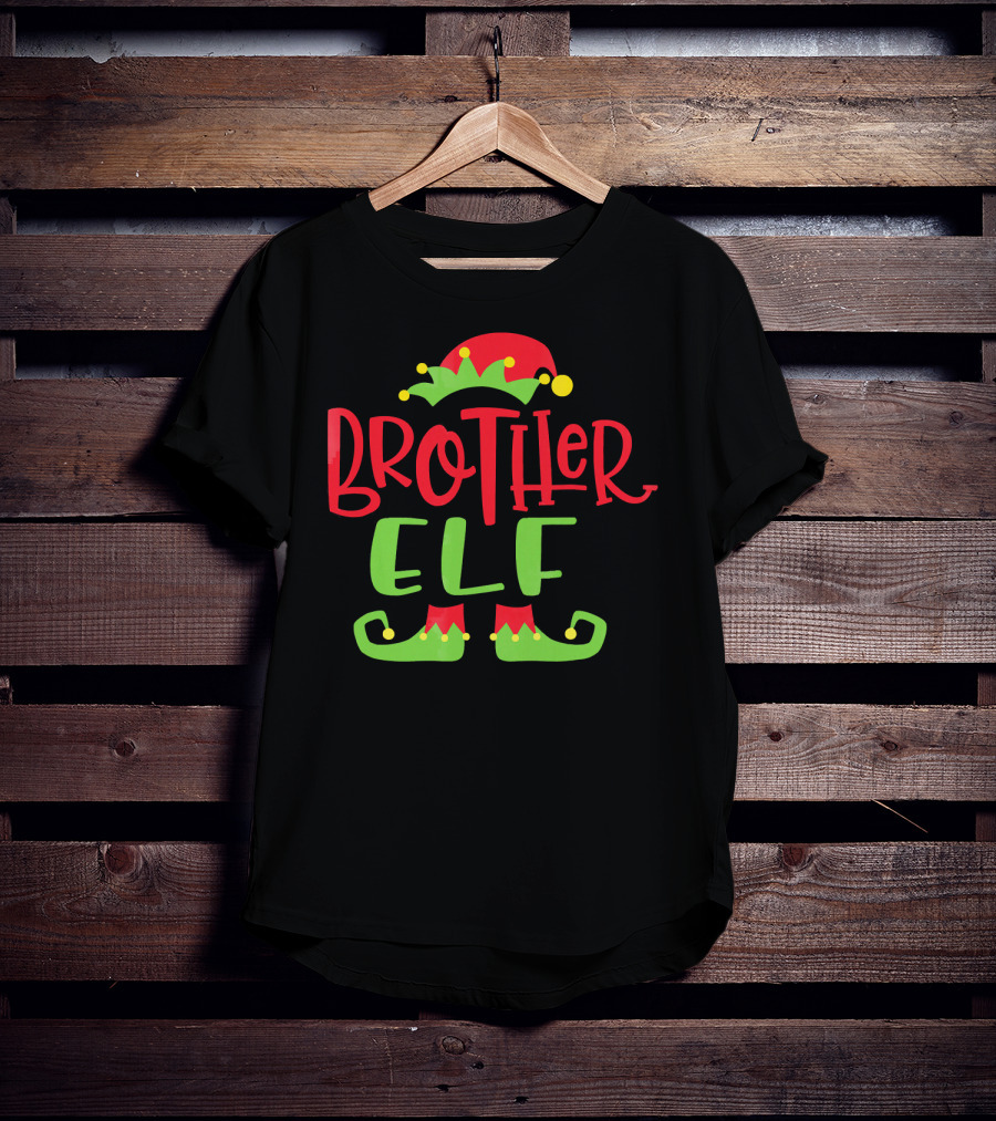 Brother Elf Christmas Hat And Shoes Festive Humor T-Shirt