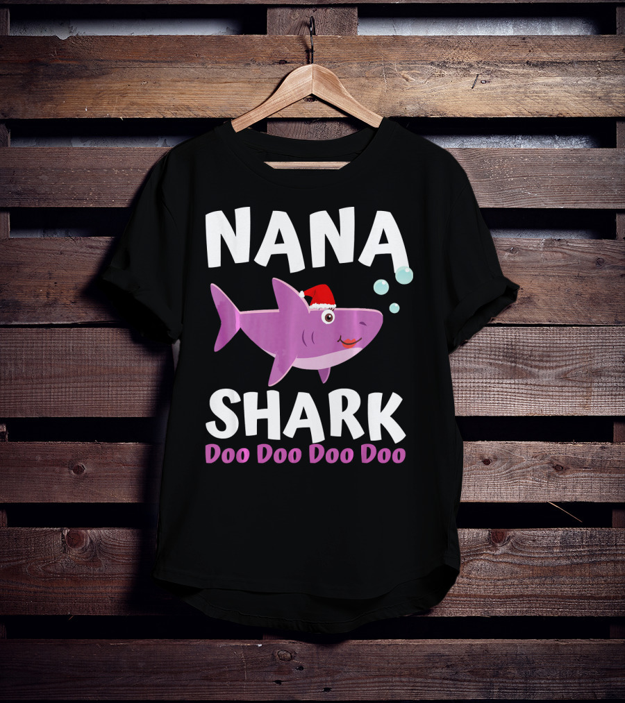 Nana Shark Doo Doo Doo Doo Christmas Santa Hat T-Shirt