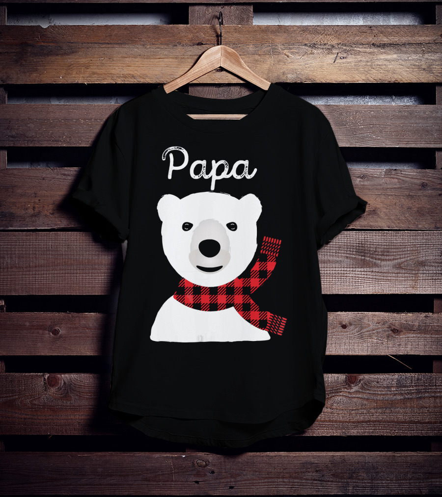 Papa Bear Buffalo Check Christmas Family Matching T-Shirt