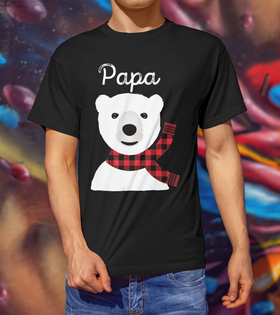 Papa Bear Buffalo Check Christmas Family Matching T-Shirt