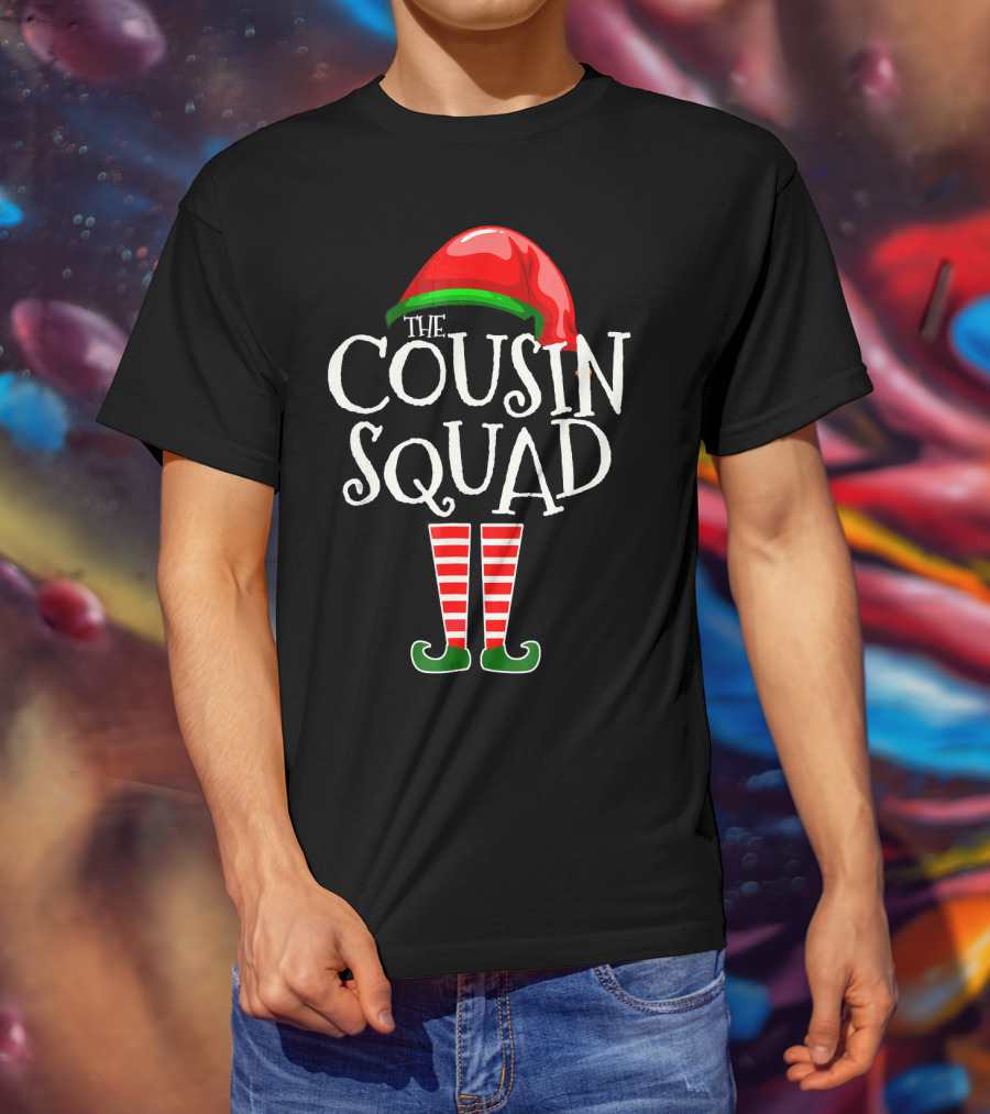 The Cousin Squad Elf Hat And Striped Legs T-Shirt