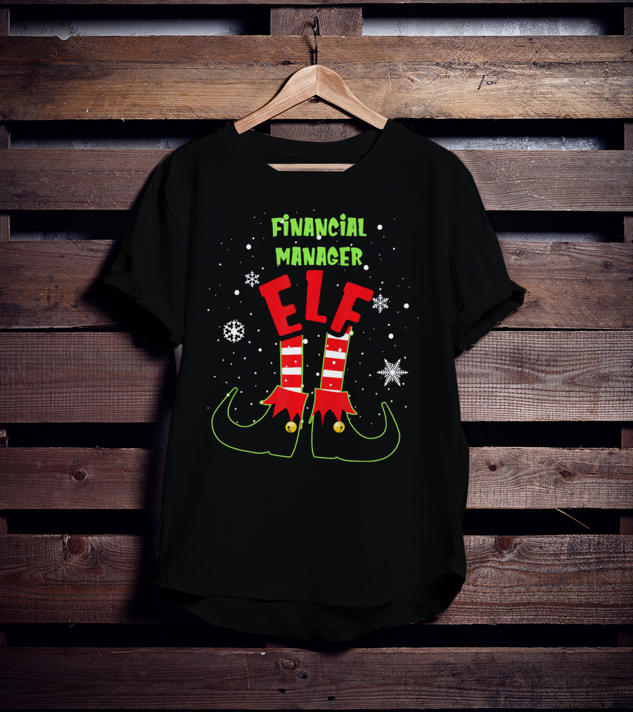 Financial Manager Elf Christmas Snowflake Striped Socks T-Shirt