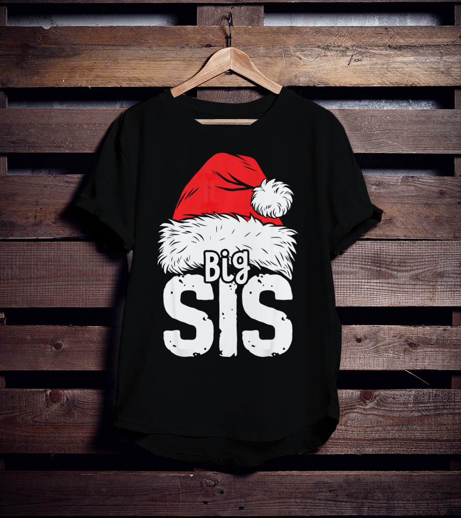 Big Sis Christmas Santa Hat Family T-Shirt