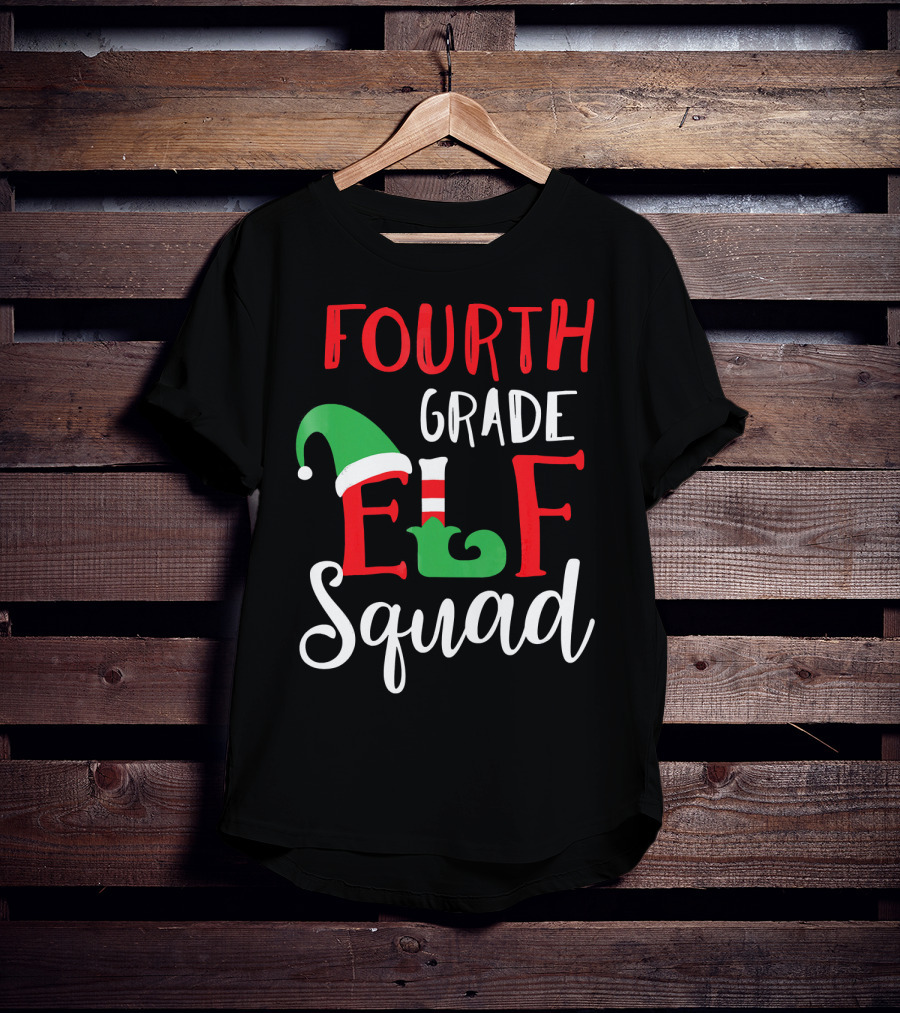 Fourth Grade Elf Squad Christmas Teacher T-Shirt