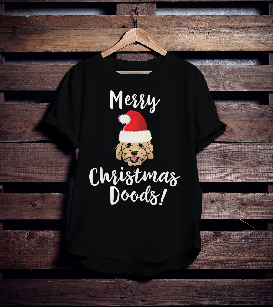Merry Christmas Doods Santa Hat Goldendoodle Dog T-Shirt