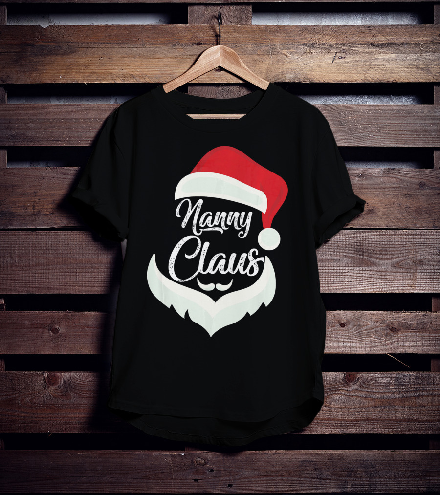 Nanny Claus Santa Hat And Beard Christmas T-Shirt