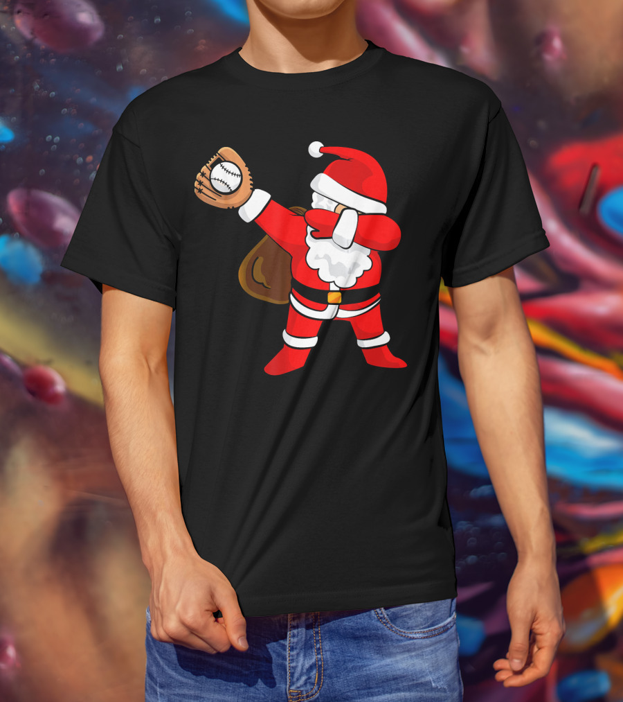 Santa Dabbing With Baseball Glove T-Shirt