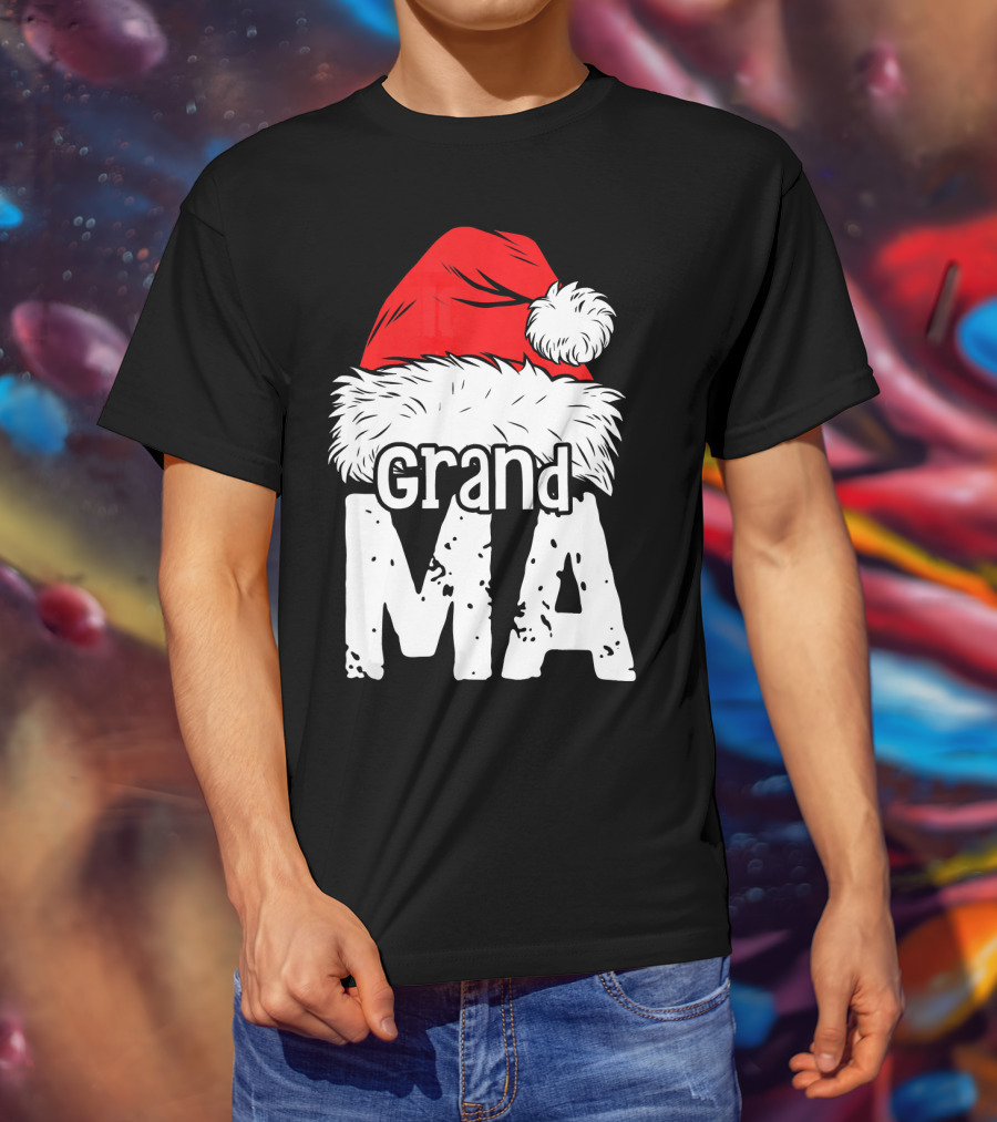 Grandma Santa Christmas Hat Family T-Shirt