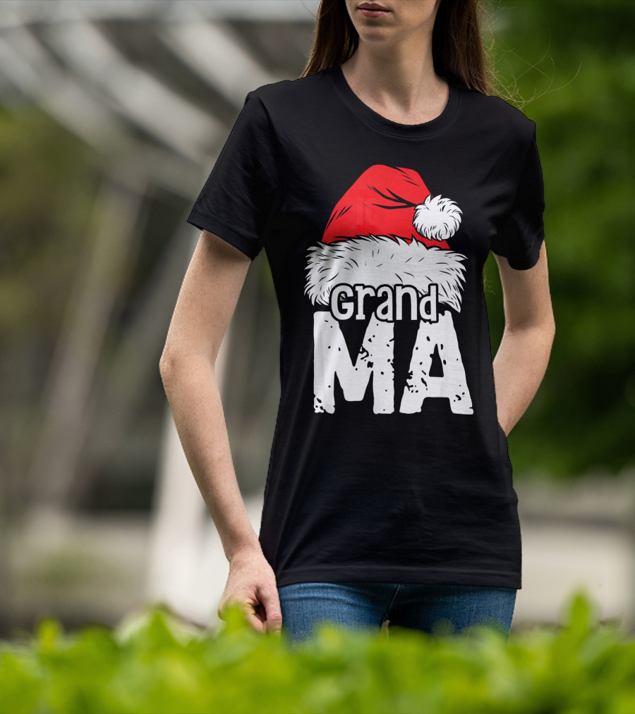 Grandma Santa Christmas Hat Family T-Shirt