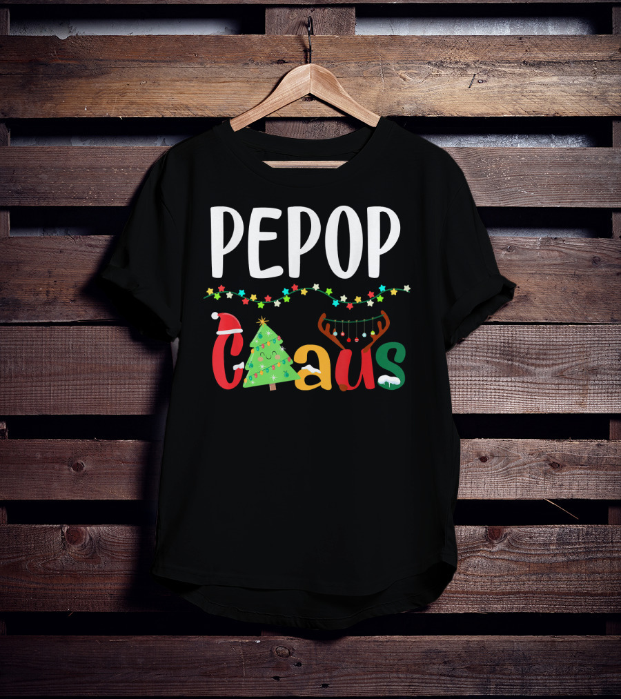 Mens PePop Claus Funny Xmas Santa Grandpa T-Shirt