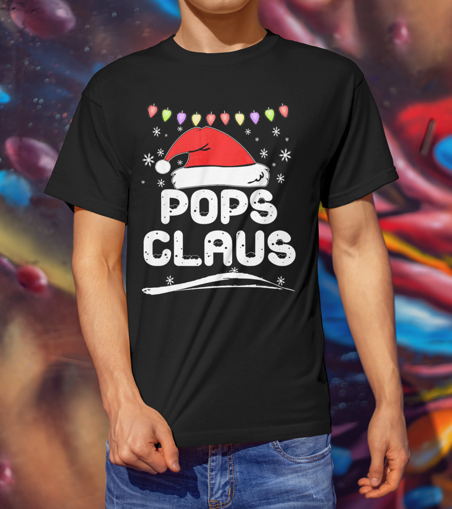 Pops Claus Santa Hat Christmas Family Holiday T-Shirt