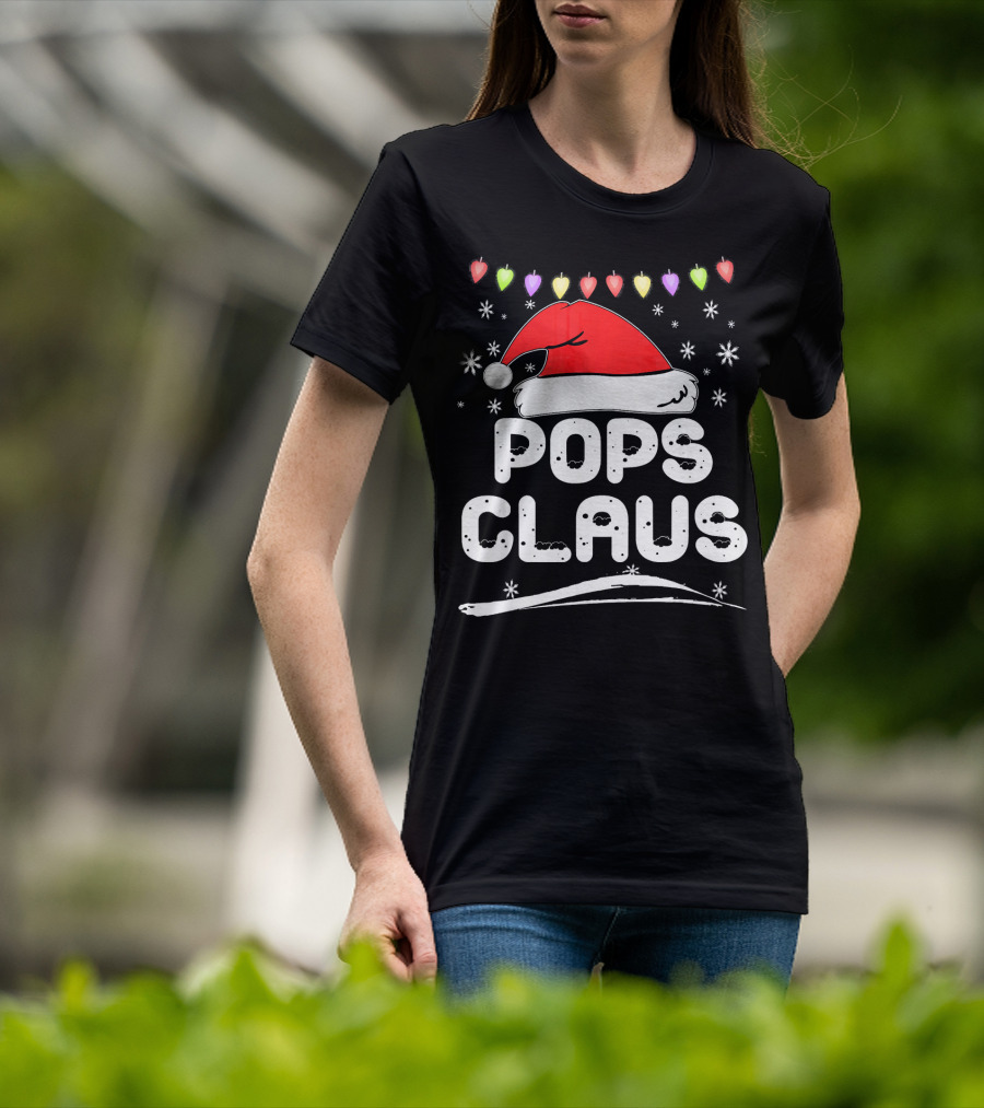 Pops Claus Santa Hat Christmas Family Holiday T-Shirt