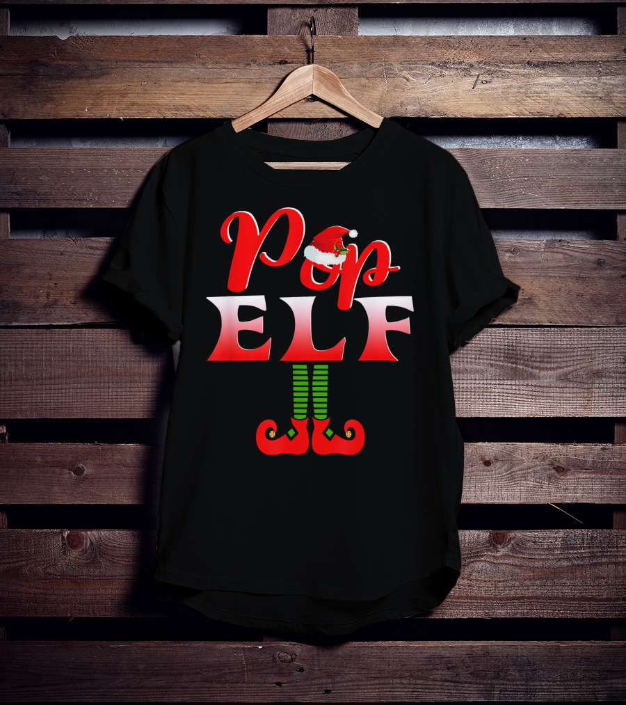 Pop Elf Santa Hat Funny Christmas Group T-Shirt