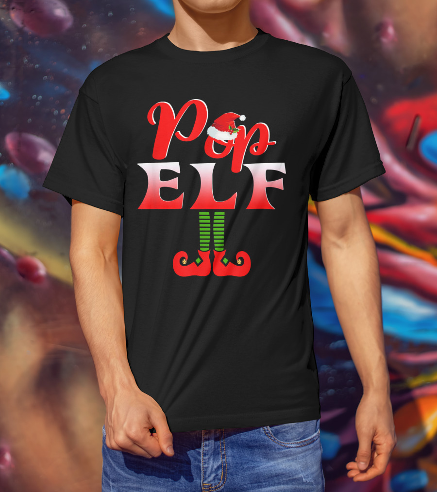 Pop Elf Santa Hat Funny Christmas Group T-Shirt