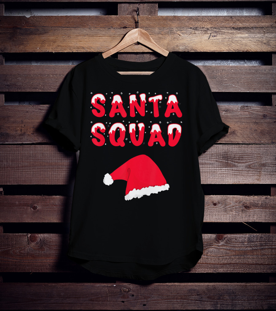 Funny Christmas Santa Squad Santa Hat T-Shirt