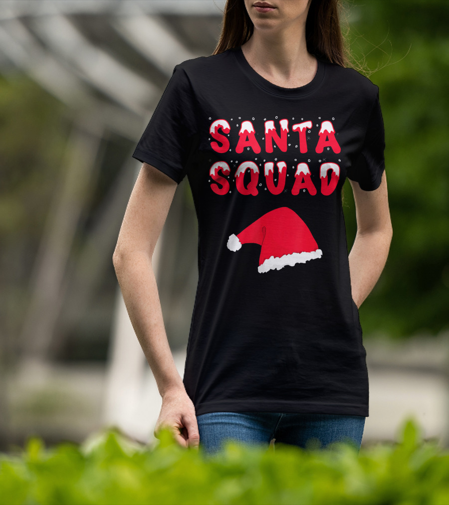 Funny Christmas Santa Squad Santa Hat T-Shirt