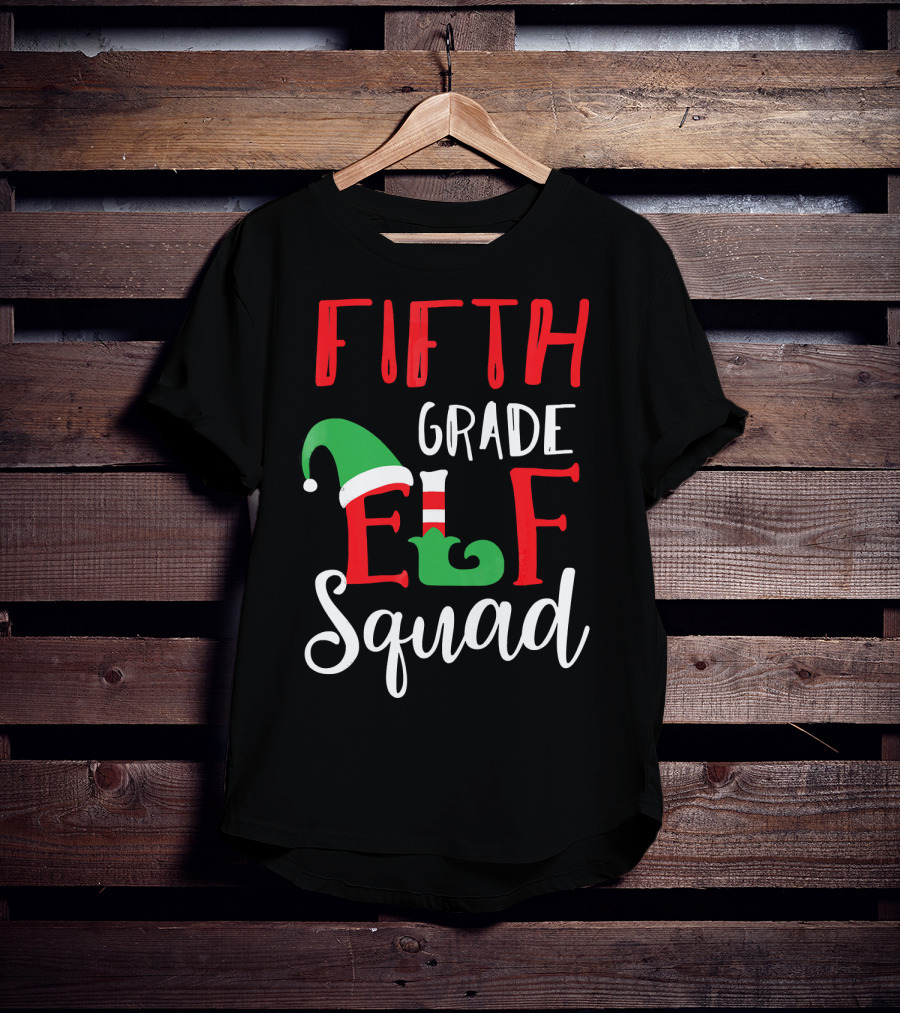 Fifth Grade Christmas Elf Squad Teacher T-Shirt