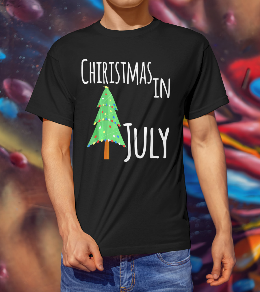 Christmas In July Tree Lights Festive Summer T-Shirt