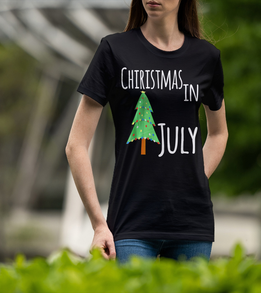 Christmas In July Tree Lights Festive Summer T-Shirt