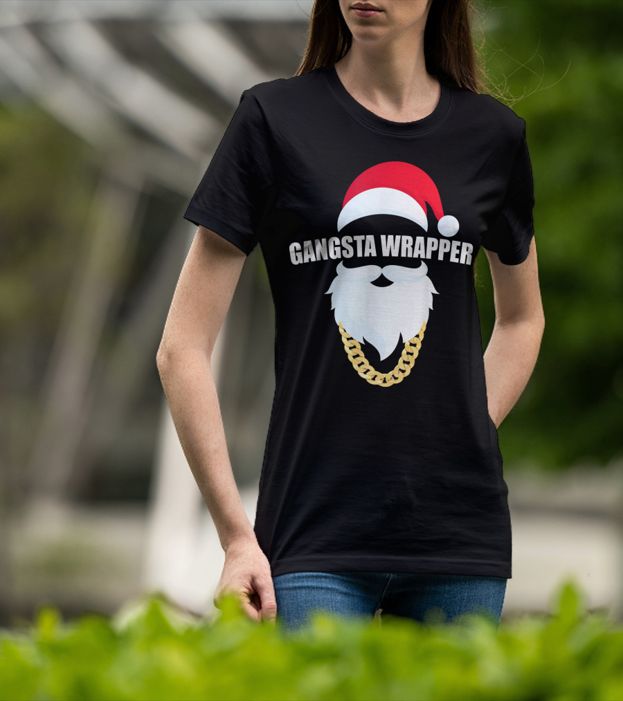 Gangsta Wrapper Santa With Gold Chain Beard And Hat T-Shirt