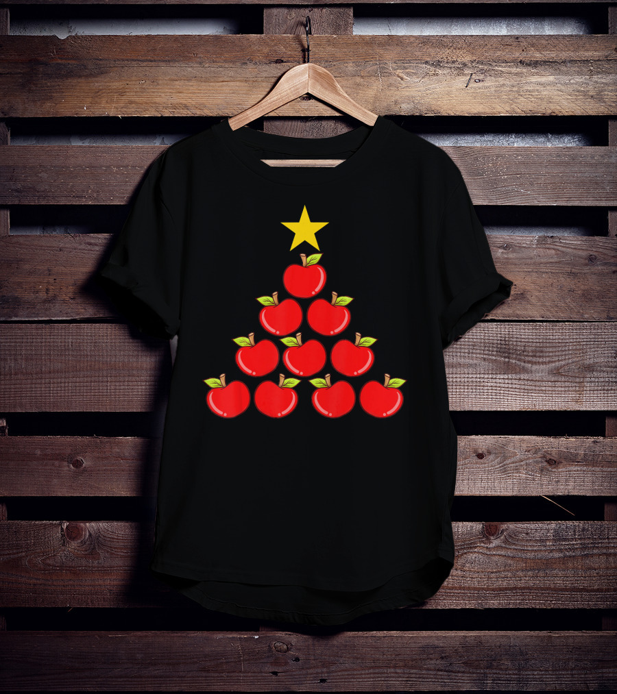 Apple Doctor Away Healthy Lifestyle Christmas Apple Tree T-Shirt